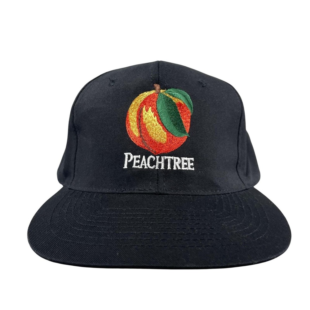 KC Peachtree Hat Cap Snap Back One Size Mens Black Peach Logo Embroidered Twill